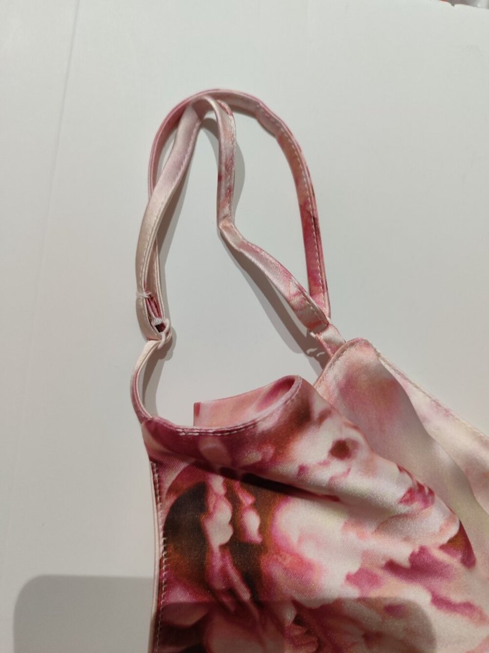 Dynamite Adelle Open Back Pink Floral Print Satin Slip Dress Fits like M/L - Picture 14 of 16